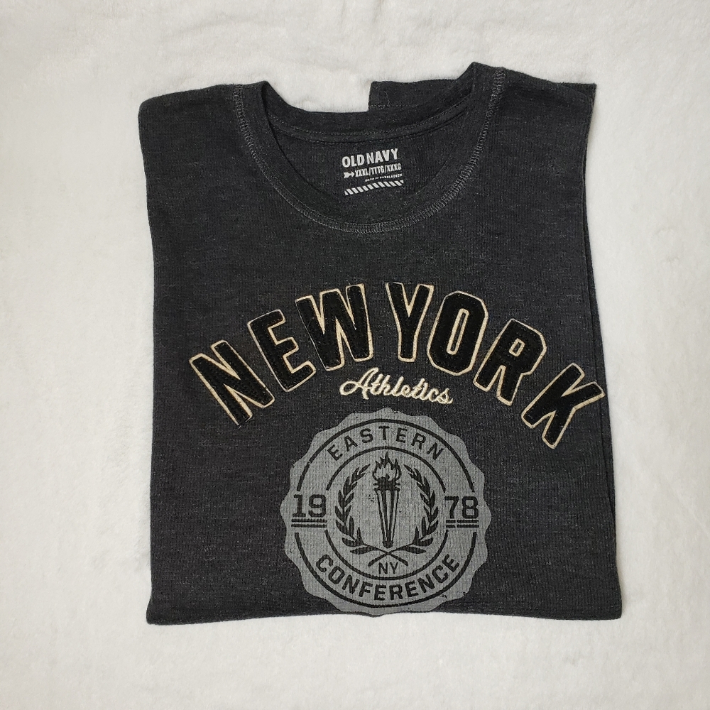 Old Navy Mens NY Athletics Thermal Shirt Black Heather Size XXXL